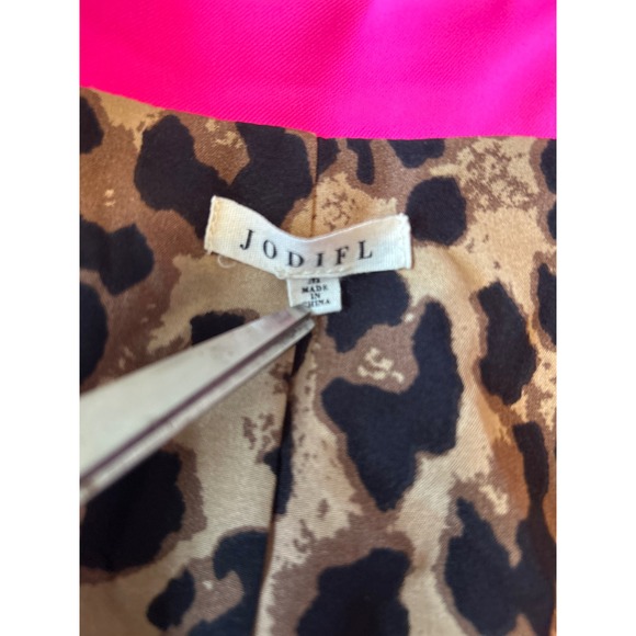 JODIFL Hot Pink Single Button Blazer Leopard Print Lined Women's Medium Career - Picture 5 of 7